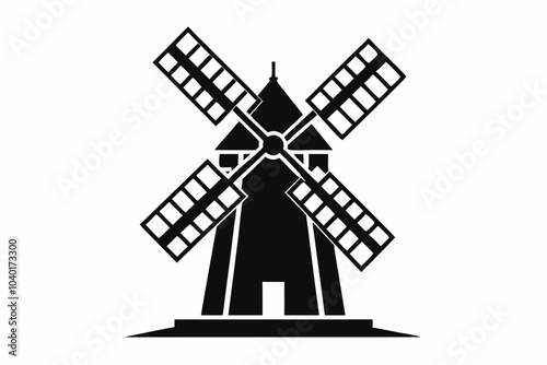  Windmill icon, Windmill turbine silhouette vector, turbine icon