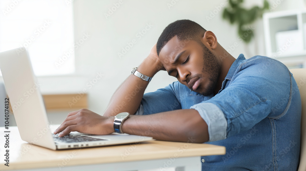 A tired, depressed man sleeping, napping on an office desk. lazy businessman, overworked, office syndrome, insomnia concept. A tired, depressed man sleeping, napping on an office desk. lazy businessman, overworked, office syndrome, insomnia concept.