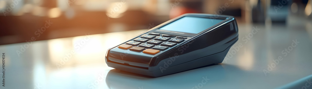 Glossy Credit Card Terminal Design on White Counter - Emphasizing Sleek Look, Transaction Offers, Revenue Generation | Perfect for Modern Business, Finance, and Retail Photography Stock Concept Glossy Credit Card Terminal Design on White Counter - Emphasizing Sleek Look, Transaction Offers, Revenue Generation | Perfect for Modern Business, Finance, and Retail Photography Stock Concept