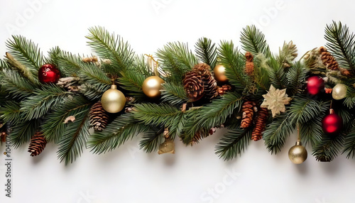 decorated Christmas garlands as a frame and plenty of space for text, Christmas card, Christmas poster, poster for Christmas concert