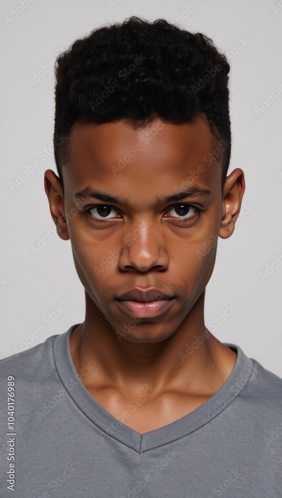 Fototapeta premium Image of a young African-American man with a serious demeanor