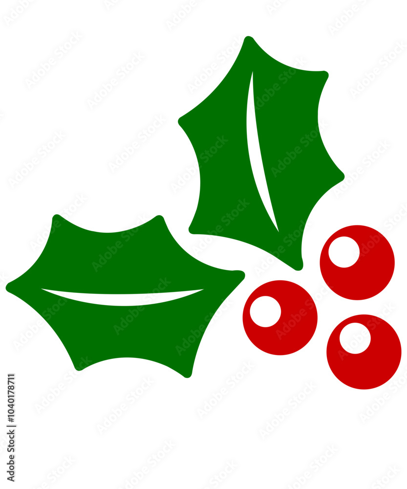 Holly christmas clip art design on plain white transparent isolated background for card, shirt, hoodie, sweatshirt, apparel, card, tag, mug, icon, poster or badge Holly christmas clip art design on plain white transparent isolated background for card, shirt, hoodie, sweatshirt, apparel, card, tag, mug, icon, poster or badge