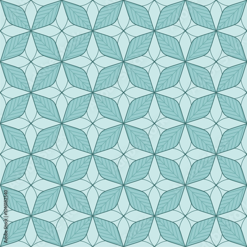 Abstract line shape flowers geometric motif basic pattern continuous background. Oriental style damask floral tile modern lux fabric design textile swatch ladies dress, embroidery all over print block