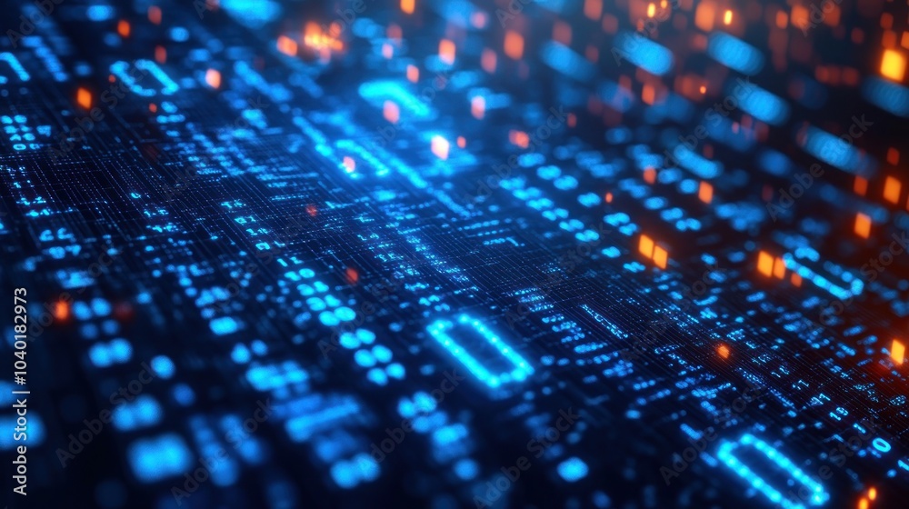 Electronic circuit depicted as a vibrant blue matrix. Electronic circuit depicted as a vibrant blue matrix.