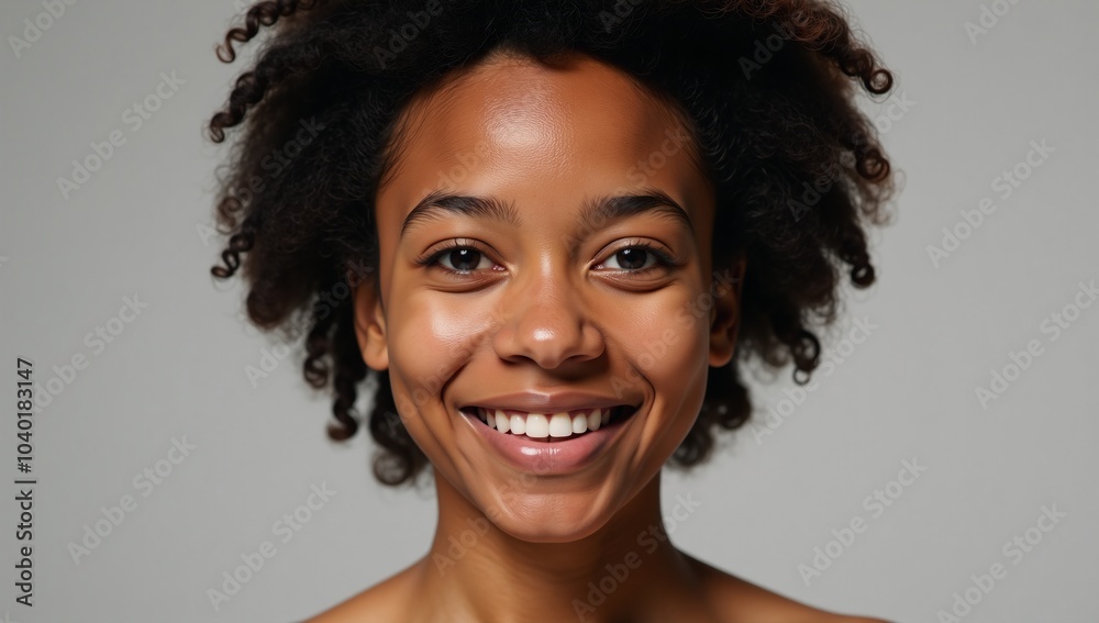 Close-up portrait of a young African American woman with natural hair and bright smile highlighting her youthful energy and vibrant personality