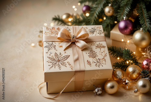 Beautiful Christmas gift boxes background