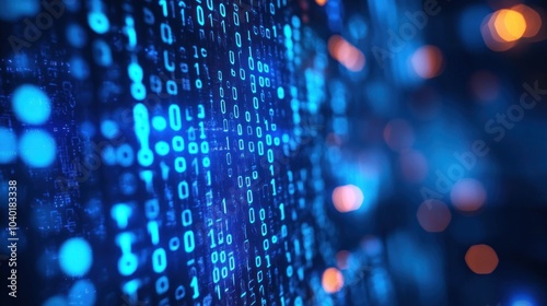 Wallpaper Mural Dynamic digital stream with shimmering blue textures Torontodigital.ca