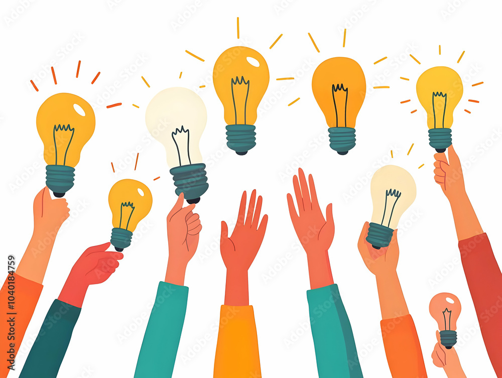 Flat Vector Floating Hands Reaching Light Bulb Concept Upward Angle White Background Symbolizing Community Innovative Growth ESG Compromise Efforts Simple Business Illustration Flat Vector Floating Hands Reaching Light Bulb Concept Upward Angle White Background Symbolizing Community Innovative Growth ESG Compromise Efforts Simple Business Illustration