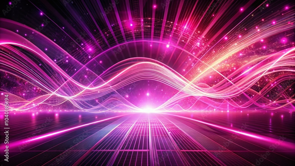 Obraz premium Pink Cyber Speed Light Technology Background for 5G Digital Sound Wave Concept with Free Space for Text Input
