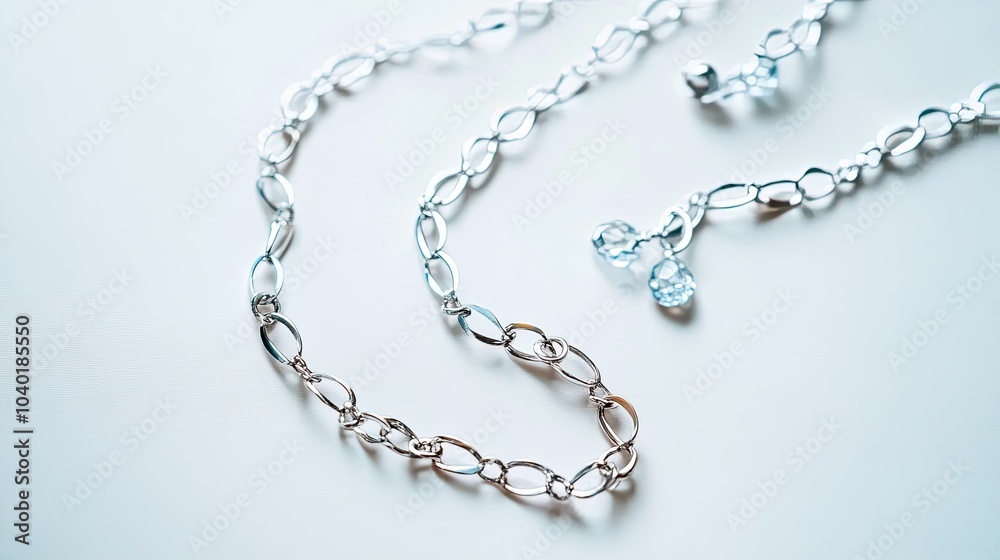 custom made wallpaper toronto digitalDelicate Silver Necklace on Clean White Surface