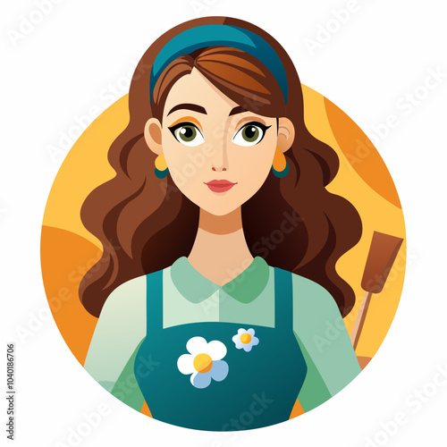 Beautiful female painter silhouette vector illustration on white background