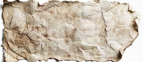 Vintage paper texture aged 60 70 years exhibiting a unique look set against a white backdrop suitable for copy space image photo