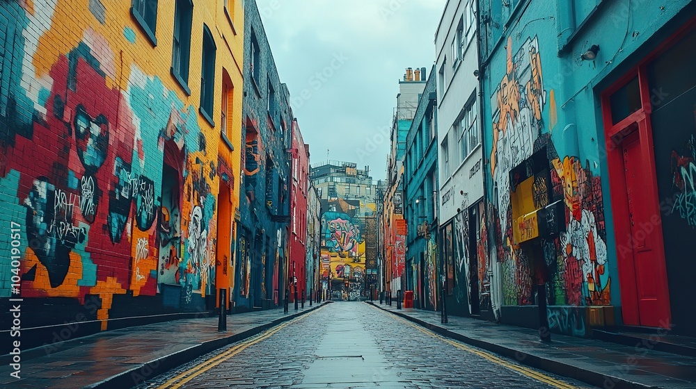 Fototapeta premium Vibrant Street Art: A City's Colorful Canvas