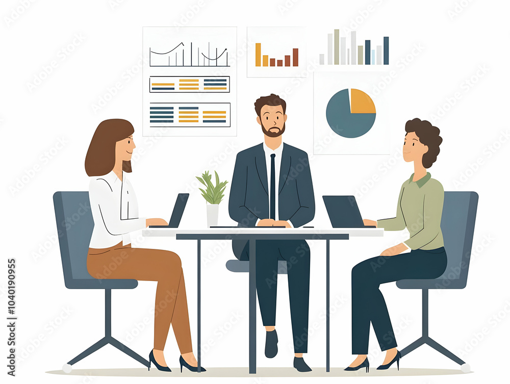 Flat Leader Financial Reports Review Team Office Candid Shot Transparent Collaborative Smart Business Illustration Flat Leader Financial Reports Review Team Office Candid Shot Transparent Collaborative Smart Business Illustration