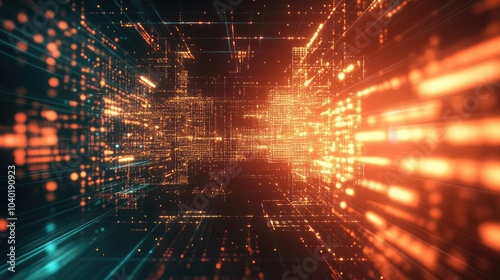 Wallpaper Mural Glowing digital grid with futuristic connections, suitable for AI technology concepts. Copy space available Torontodigital.ca