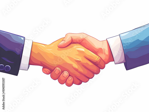 Flat Glossy Hands Shaking Partnership Agreement Copy Space Vector Illustration ESG Business Collaboration Negotiations White Background Close-Up Smart Business Tone