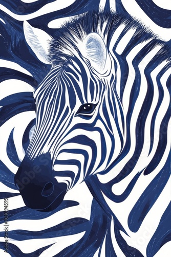 Zebra standing out against a striped pattern in a captivating design featurin...