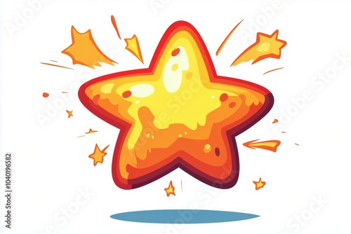 Bright and cheerful cartoon sun with rays shining in various colors on a plai...