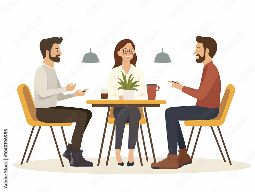 Flat Candid Coffee Break ESG Discussion Vector Illustration: Colleagues Engaging in Relaxed Conversations on Environmental Initiatives, Impromptu Exchange of Ideas, Simple Elegant Design. Flat Candid Coffee Break ESG Discussion Vector Illustration: Colleagues Engaging in Relaxed Conversations on Environmental Initiatives, Impromptu Exchange of Ideas, Simple Elegant Design.