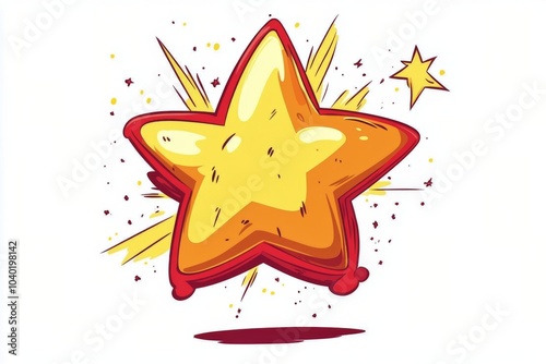 Bright and cheerful cartoon sun with rays shining in various colors on a plai...