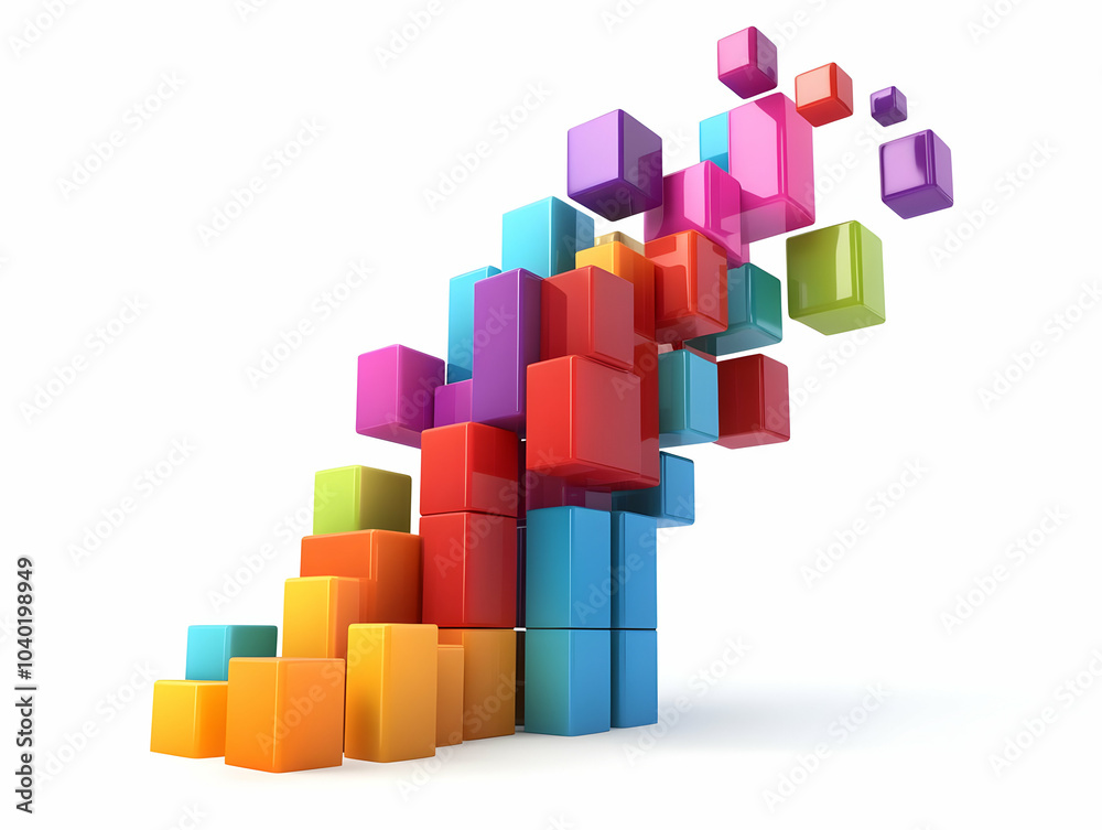 Floating Cube Bar Chart Vector Illustration Business Growth Concept Rising Bars Isolated White Background - Dynamic Smart Business Scene with Ascending Cubes as Symbol of Progress Floating Cube Bar Chart Vector Illustration Business Growth Concept Rising Bars Isolated White Background - Dynamic Smart Business Scene with Ascending Cubes as Symbol of Progress