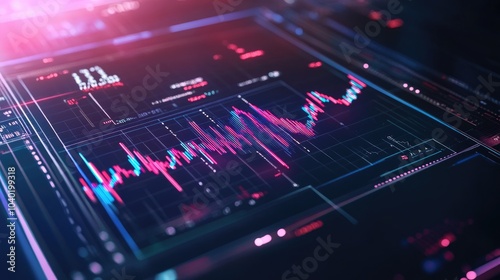 Futuristic Computer Interface with Investment Data Display