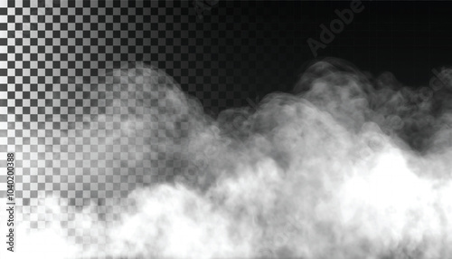 PSD Fog or smoke isolated transparent background. White cloudiness, mist, smog, dust, vapor PNG 37