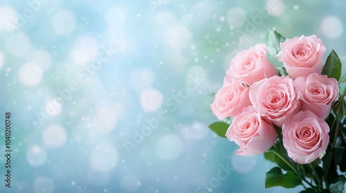 Soft pink roses against a dreamy bokeh background