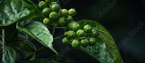 Pepper Elder or Sirih Cina scientifically known as Peporomia pellucida thrives in damp regions and is frequently employed for medicinal purposes and facial treatments It makes an ideal copy space imag photo