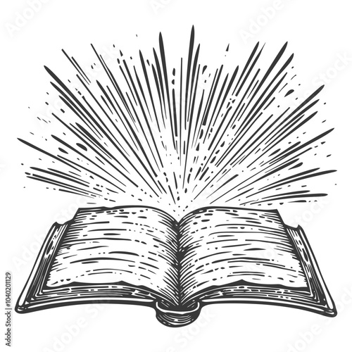 Open Book with Rays of Light Emerging from Its Pages