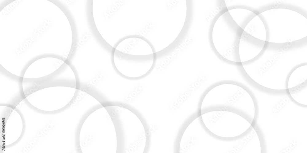 Abstract background with circle white abstract geometric background with soft light white paper circles in design .Gray abstract. Modern design background for report and project presentation template.