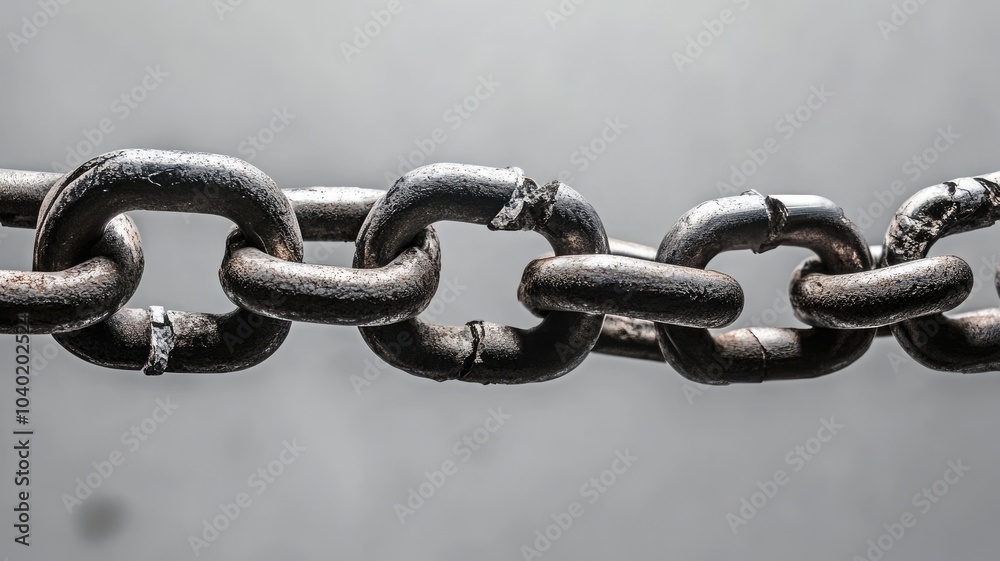 Close-up of metallic chain highlighting its texture and strength Close-up of metallic chain highlighting its texture and strength