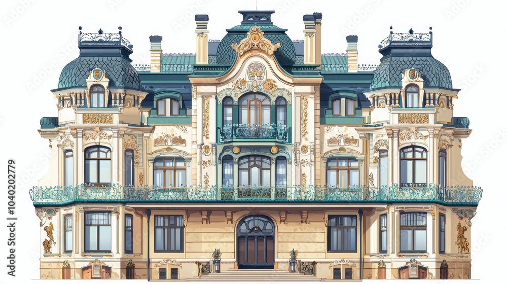 Fototapeta premium Ornate historic mansion with intricate architectural details