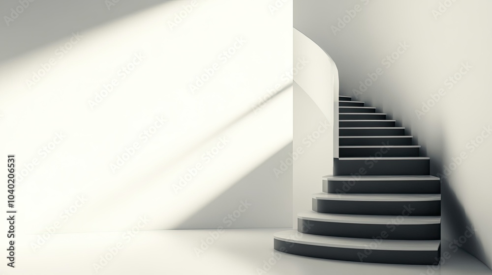 Abstract modern staircase with sleek design and ample space for copy Abstract modern staircase with sleek design and ample space for copy