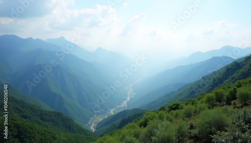  Epic Mountain Range with Valley and Sky