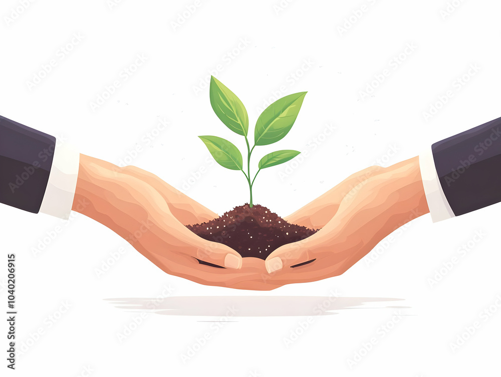 Flat Abstract Hands Holding Seedling Soft Image Nurturing Growth Environmental Commitment Business Negotiations Bokeh Light Effects, Simple Vector Illustration, Smart Business Tone, Isolated White Bal Flat Abstract Hands Holding Seedling Soft Image Nurturing Growth Environmental Commitment Business Negotiations Bokeh Light Effects, Simple Vector Illustration, Smart Business Tone, Isolated White Bal