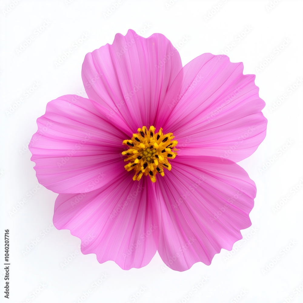 Obraz premium Single cosmos flower isolated on white top view