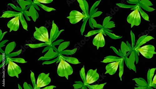Wallpaper Mural  Vibrant green leaves on a black background Torontodigital.ca