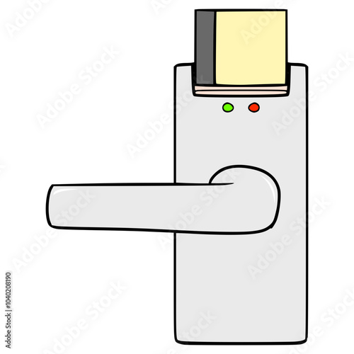 handle door with card key illustration hand drawn isolated vector	