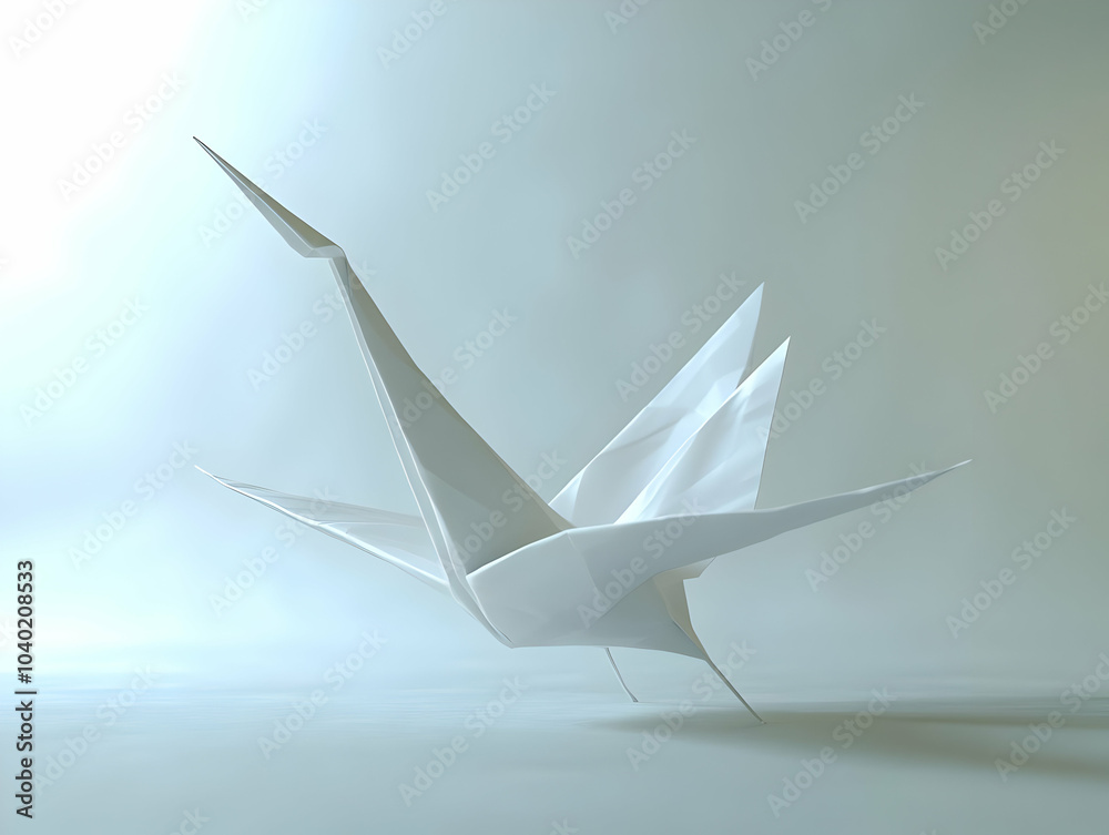 Flat Plain White Origami Crane Concept Wide Shot Intricate Folds Ample Copy Space Janeiro Branco Awareness Simple Vector Illustration Smart Business Tone Flat Plain White Origami Crane Concept Wide Shot Intricate Folds Ample Copy Space Janeiro Branco Awareness Simple Vector Illustration Smart Business Tone
