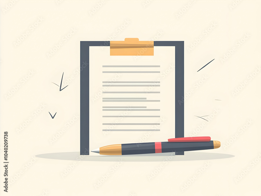 Flat Plain Backdrop with Floating Contract and Pen Concept, Close-Up Pan, Generous Copy Space, Simple Flat Vector Illustration, Smart Business Tone, Ideal for Deal Making and Contractual Themes Flat Plain Backdrop with Floating Contract and Pen Concept, Close-Up Pan, Generous Copy Space, Simple Flat Vector Illustration, Smart Business Tone, Ideal for Deal Making and Contractual Themes