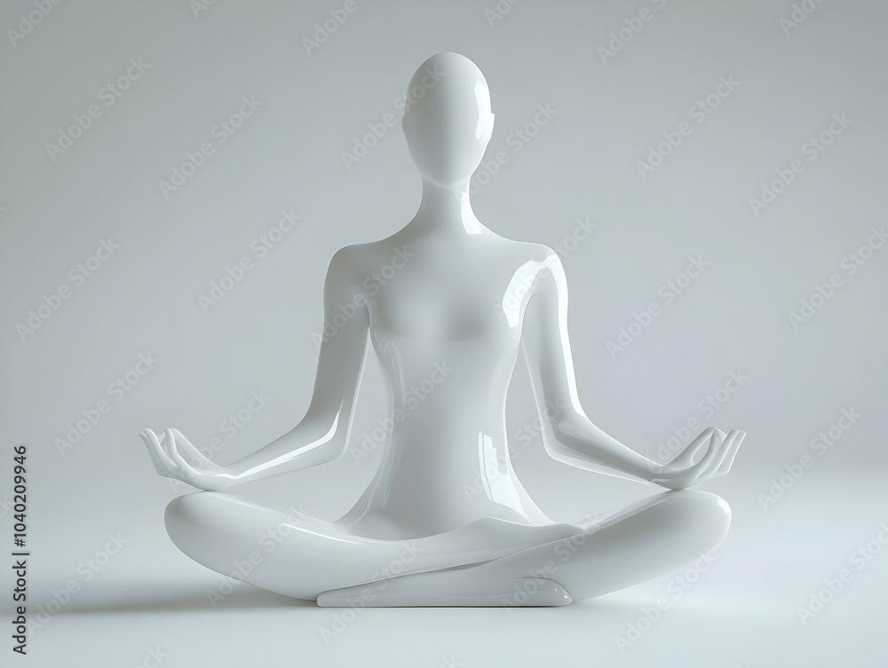 Minimalist Flat White Meditation Figure Concept Close Up on Plain Background - Emphasizing Stillness and Mindfulness with Copy Space for Janeiro Branco Messaging in Smart Business Tone Minimalist Flat White Meditation Figure Concept Close Up on Plain Background - Emphasizing Stillness and Mindfulness with Copy Space for Janeiro Branco Messaging in Smart Business Tone