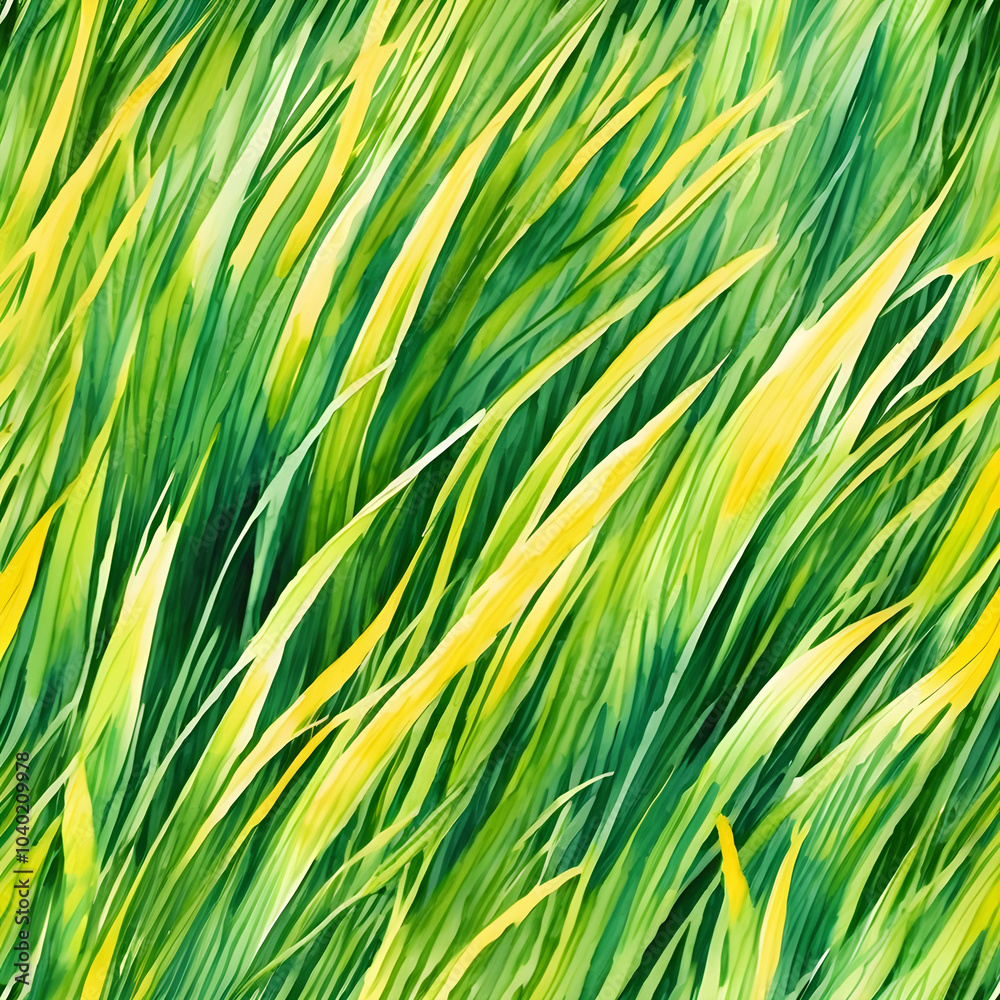 Watercolor seamless pattern of windswept grass in a wide field, emphasizing balance and continuity. Watercolor seamless pattern of windswept grass in a wide field, emphasizing balance and continuity.