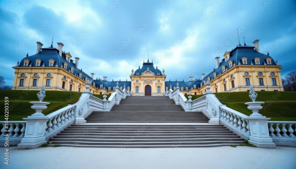 Fototapeta premium Elegant European architecture under a dramatic sky