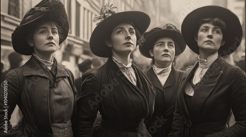 Women suffragettes who demonstrated for the right to vote photo