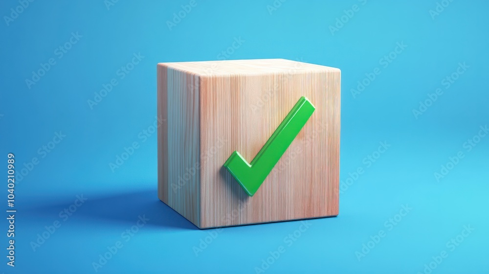 Check Mark Cube Wooden cube with green checkmark icon. Check mark, Check Mark Sign ...