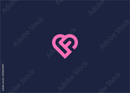 letter fp with love logo icon design vector design template inspiration