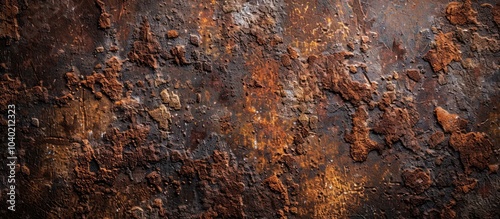 Authentic weathered sheet metal background with selective focus on rusting providing textured copy space image