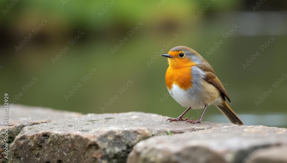 A small bird perched on a rock ready to take flight A small bird perched on a rock ready to take flight