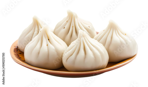 Fresh steamy modak dumpling isolated on transparent background. PNG file, cut out